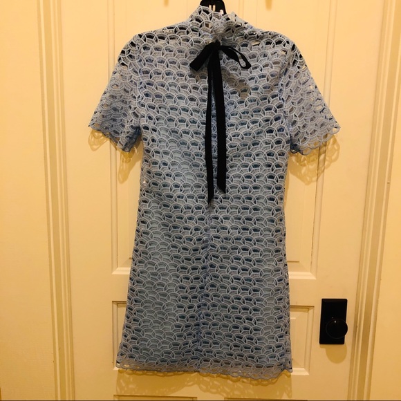 🎀SOLD🎀Sandro Air Blue Lace Dress with Bow - Picture 6 of 7